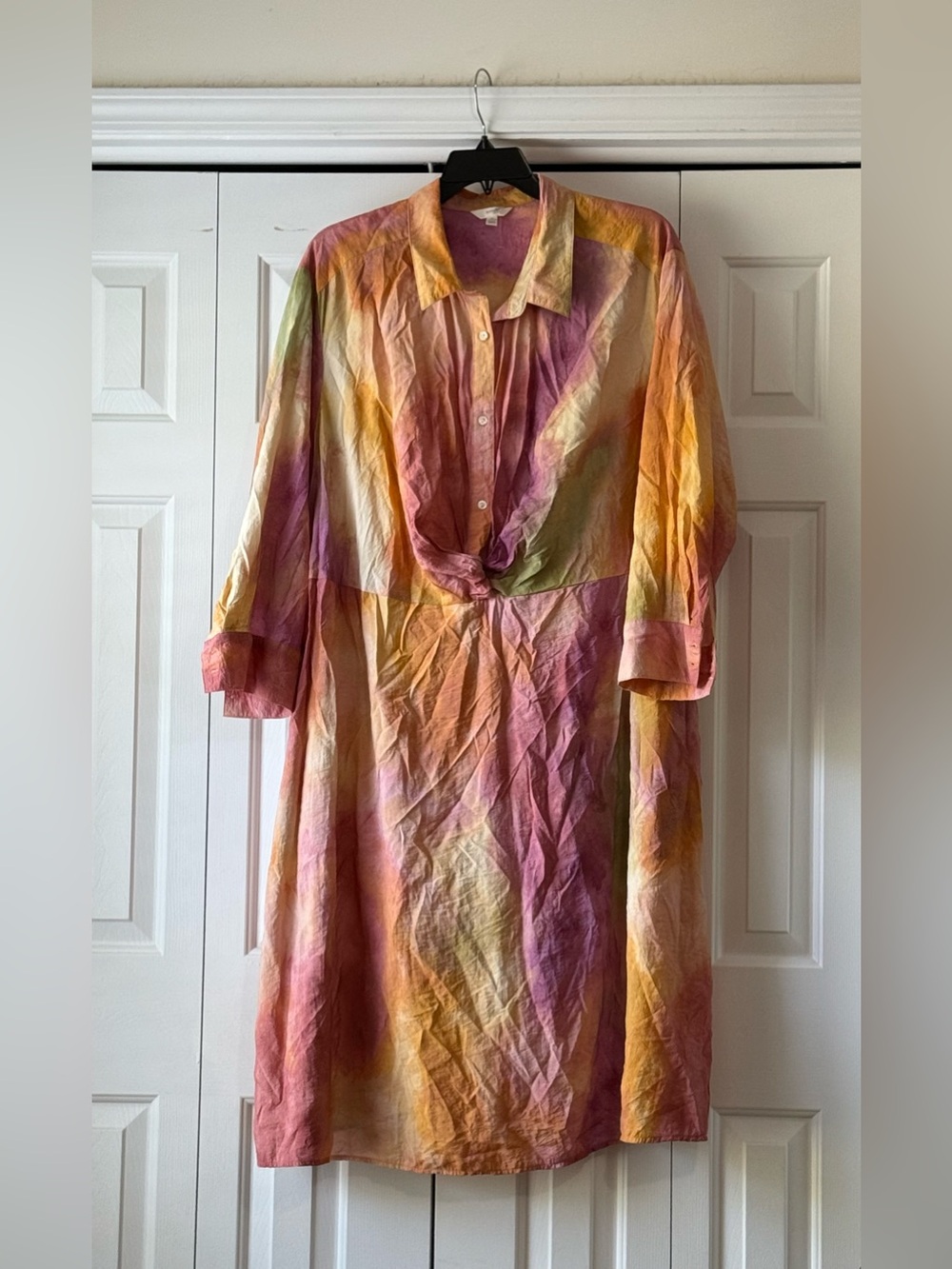 Terra & Sky Pink and Gold Tie-Dye Top